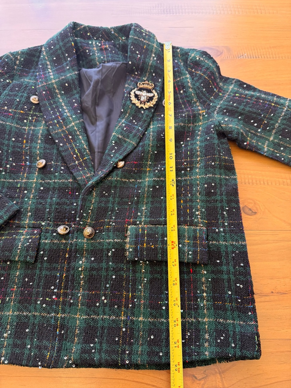 Girls' Dark Green Plaid Tweed 2 piece Blazer with Skort Set Sz 10-12 - Picture 8 of 16